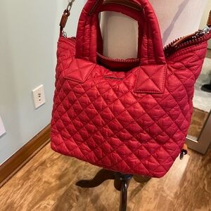 MZ Wallace Sutton Deluxe Poppy Red Quilted Handbag